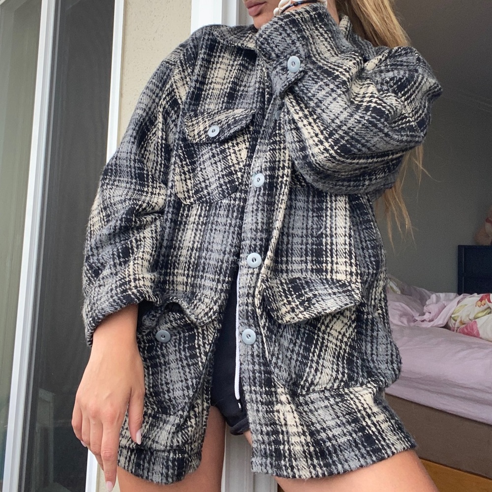 Vintage Plaid flannel padded lining jacket